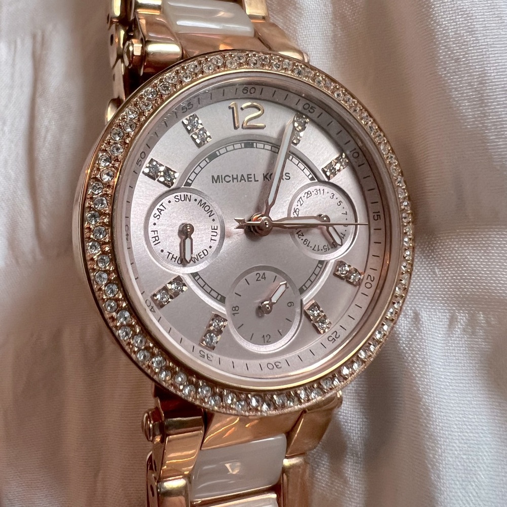 Michael Kors Day date Watches MK6110 Rose gold Stainless Steel/acetate Qua...